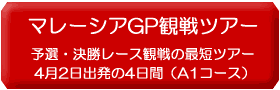 F1観戦ツアー、2010年マレーシアGP観戦ツアー4日間A1コース、最短コース